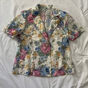Vintage Korean Brand Total Fashion Lace Floral Blouse